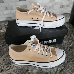 Converse Women's Tan Platform Sneakers